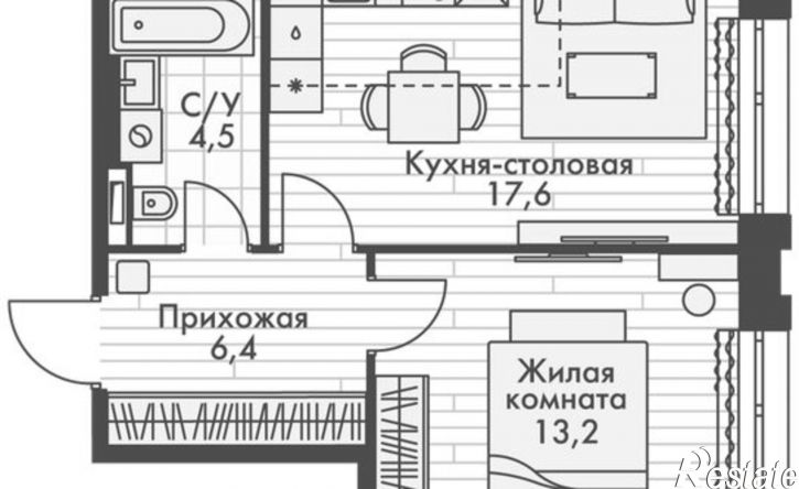 1-комн квартира в новом доме ул Крылова, 10,  д. 10
