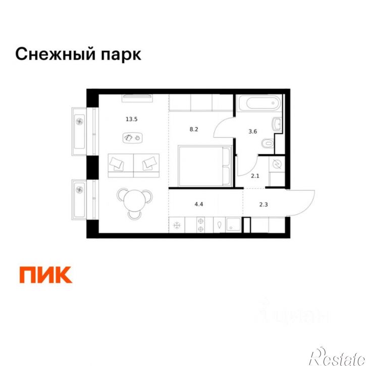 1-комн квартира в новом доме Владивосток, ЖК Снежный Парк, 4