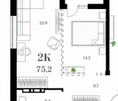 2-комн, 78кв м, этаж 12/15 ул Крыгина, 40