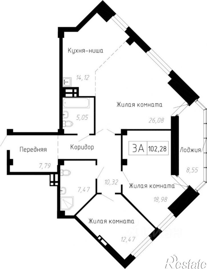 3-комн квартира в новом доме пр-кт 100-летия Владивостока, 159/2,  д. 159/2