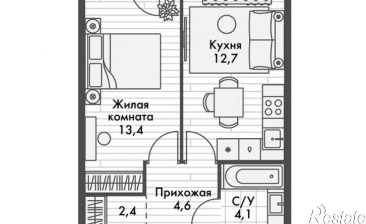 1-комн квартира в новом доме ул Адмирала Горшкова, 5,  д. 5