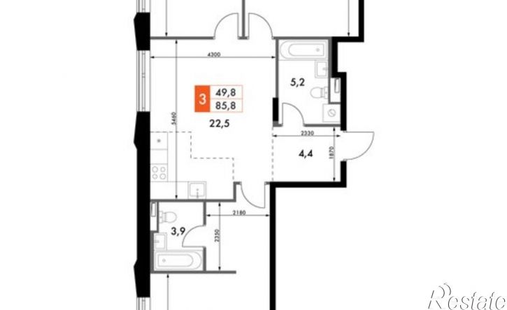 3-комн квартира в новом доме ул Крылова, 10/2,  д. 10/2