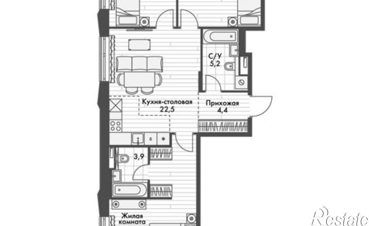 3-комн квартира в новом доме ул Крылова, 10/2,  д. 10/2