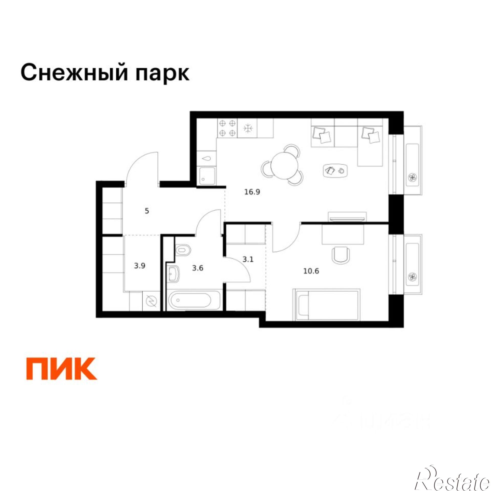 Купить квартиру за 9 055 310 рублей на ЖК Снежный Парк, 4