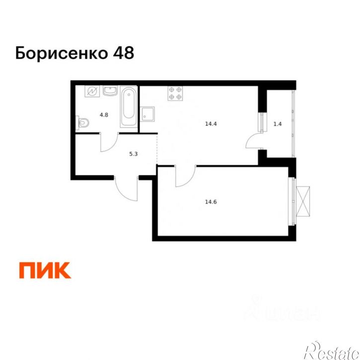 1-комн квартира в новом доме ул Борисенко, 48 1,  д. 48 1,  к. 1