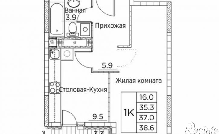 1-комн квартира в новом доме улица Расула Гамзатова, 7 к3,  д. 7 к3