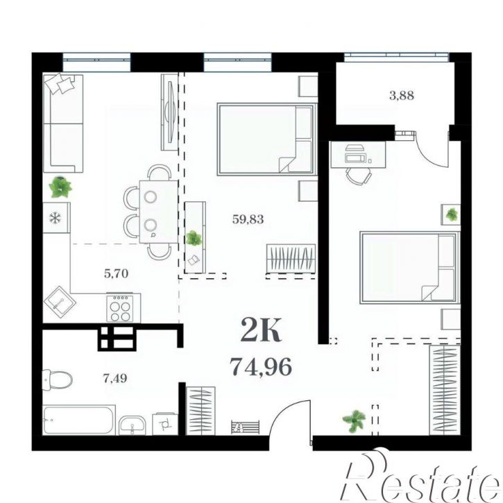 2-комн квартира в новом доме улица Леонова, 54 к1/1,  д. 54 к1/1