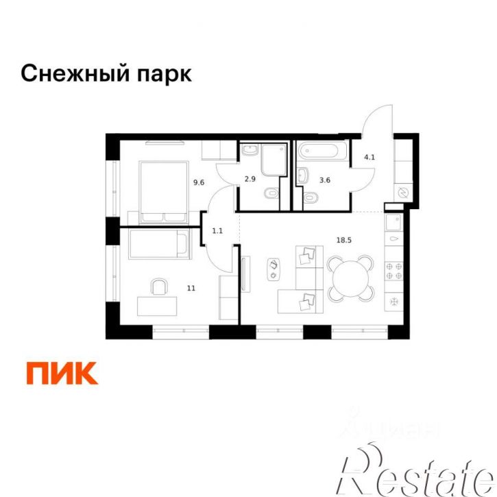 2-комн квартира в новом доме улица Полковника Фесюна, 6 к4,  д. 6 к4