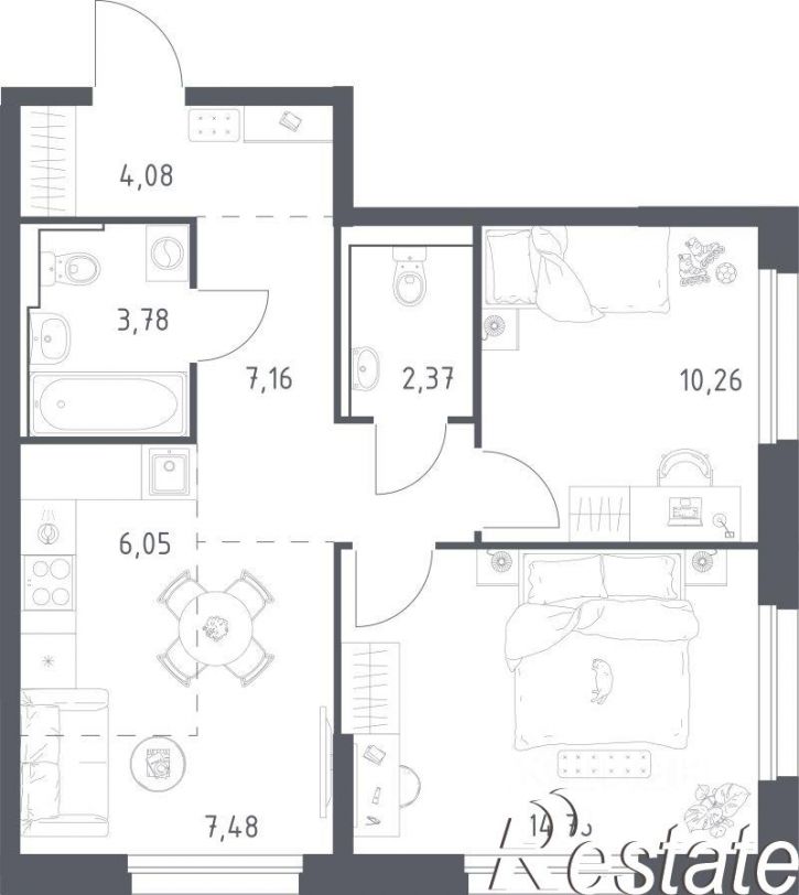 2-комн квартира в новом доме улица Нейбута, 141 с5,  д. 141 с5