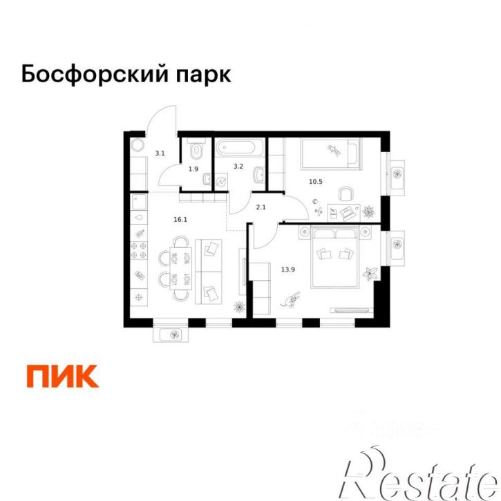 2-комн квартира в новом доме улица Басаргина, 2 с11,  д. 2 с11