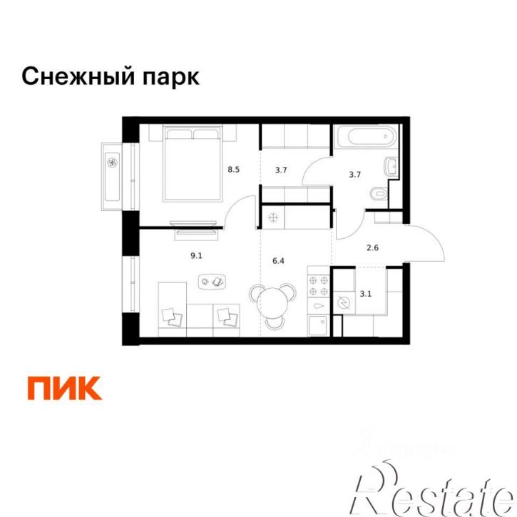 1-комн квартира в новом доме улица Полковника Фесюна, 6 к4,  д. 6 к4