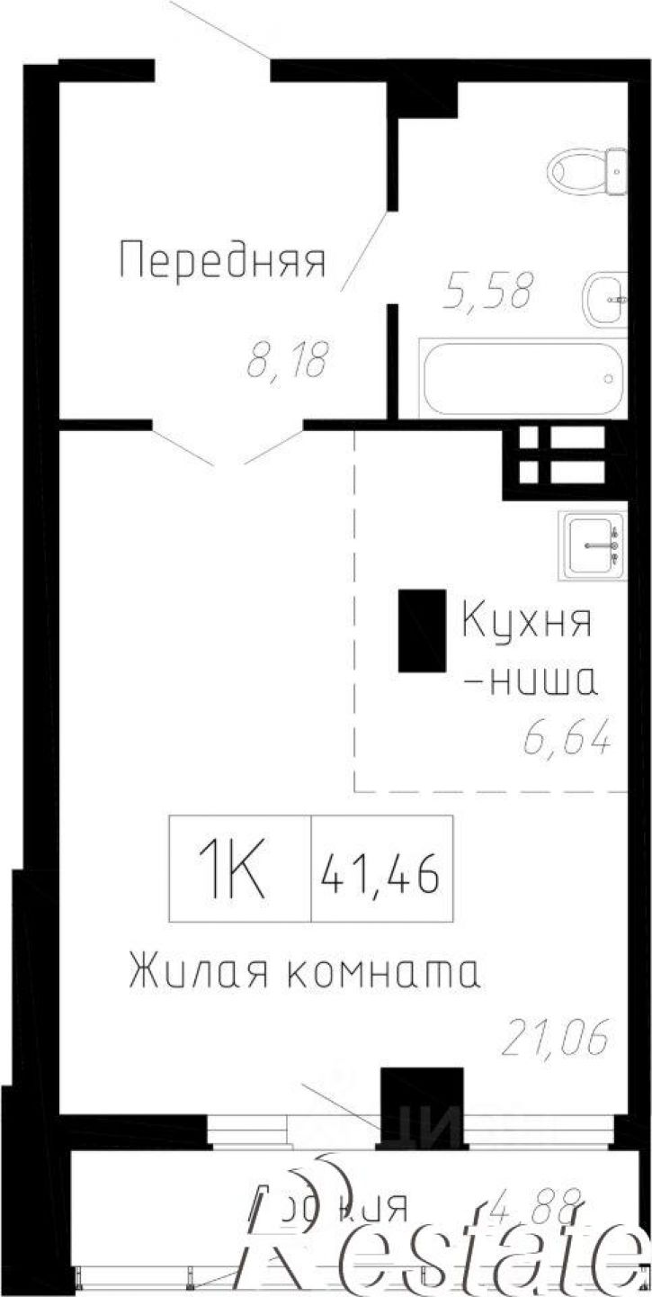 1-комн квартира в новом доме улица Мусоргского, 74 к3,  д. 74 к3