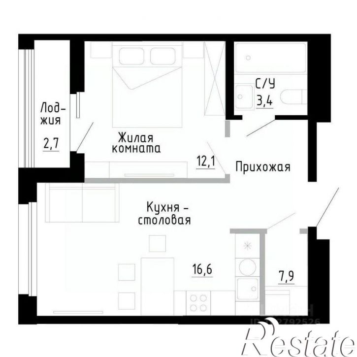 1-комн квартира в новом доме Иртышская улица, 19 к2,  д. 19 к2