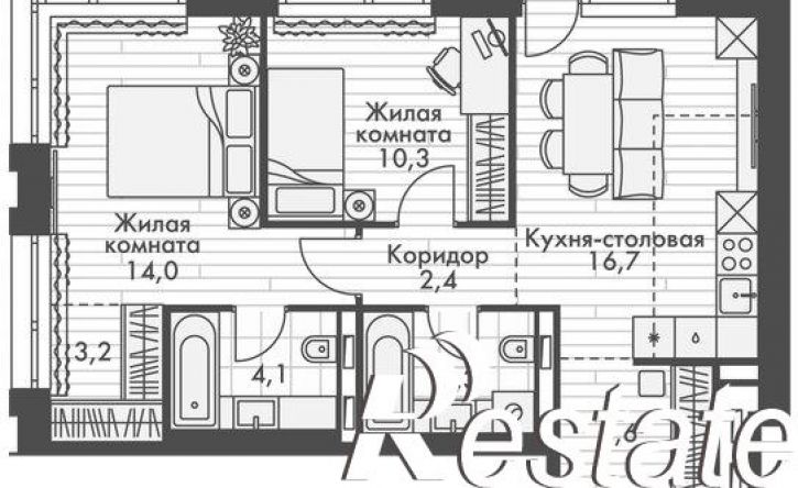 2-комн квартира в новом доме улица Крылова, 10/2,  д. 10/2