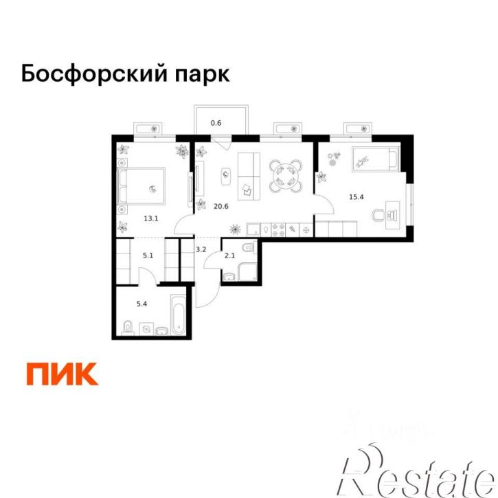 2-комн квартира в новом доме улица Басаргина, 2 с12,  д. 2 с12