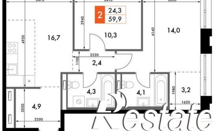 2-комн квартира в новом доме улица Крылова, 10/2,  д. 10/2