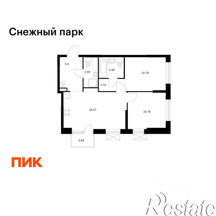 2-комн квартира в новом доме улица Полковника Фесюна, 6 к2,  д. 6 к2