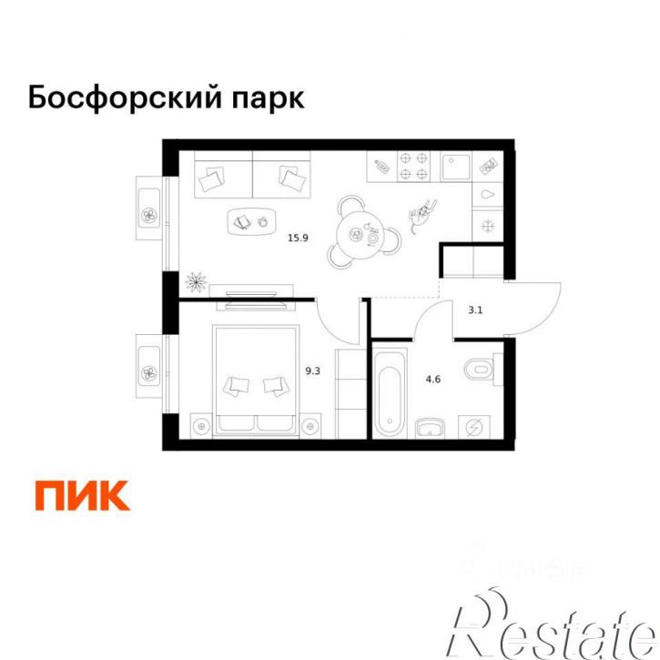 1-комн квартира в новом доме улица Басаргина, 2 с11,  д. 2 с11