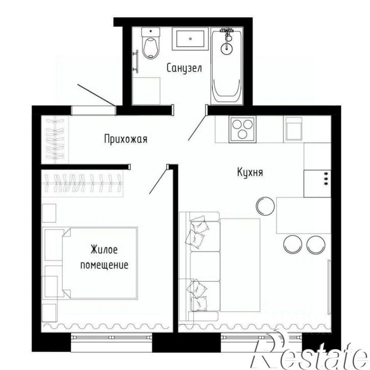 1-комн квартира в новом доме улица Старцева, 53 к2,  д. 53 к2
