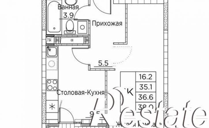 1-комн квартира в новом доме улица Расула Гамзатова, 7 к3,  д. 7 к3