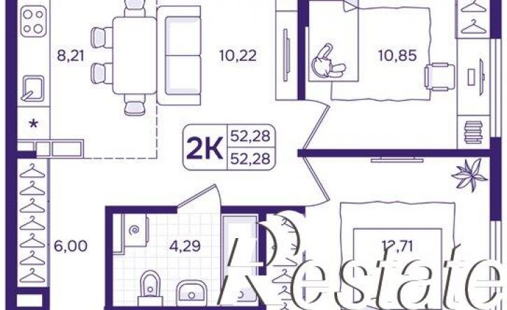 2-комн квартира в новом доме улица Борисенко, 100Е с2,  д. 100Е с2