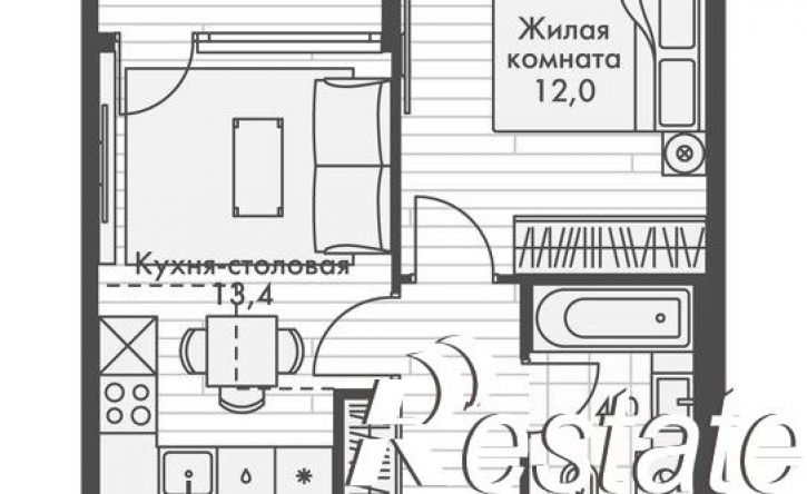 1-комн квартира в новом доме улица Крылова, 10/1,  д. 10/1
