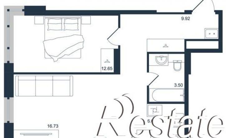 2-комн квартира в новом доме Бежецкая улица, 1,  д. 1